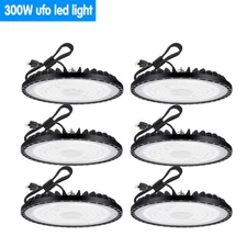 6 Pack 300W UFO Led High Bay Light Warehouse Factory Commercial Industrial Light