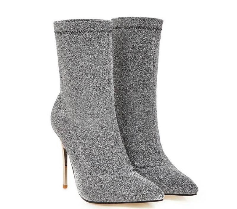 Womens Stiletto High Heel Pointed Toe Pull On Ankle Boots Nightclub Casual Shoes
