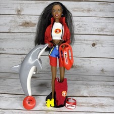 Vintage Mattel 1994 Baywatch Barbie African American Lifeguard Doll with Dolphin