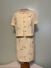 Vintage Dress Barn Lt Yellow Sheath Dress w/ Button Up Top Womens Medium 8