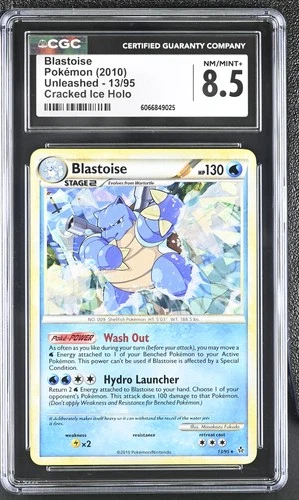 CGC 8.5 Blastoise 2010 Unleashed 13/95 Cracked Ice Holo Pokemon Card