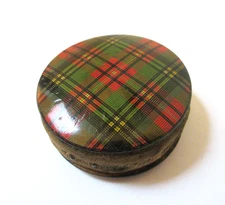 Antique Tartanware Disc Pin Cushion Clan Stuart