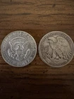 Liberty Walking Half Dollar Silver Coins 50C - 2 Circulated Pieces