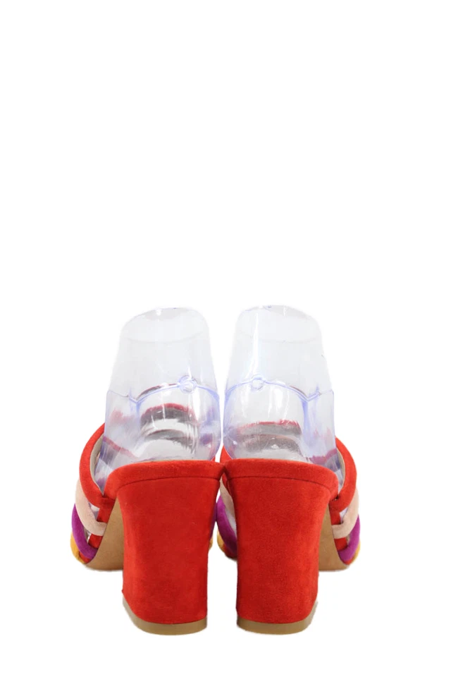 Женские замшевые сандалии Donald J Pliner с квадратным носком без задника на каблуке красные размер 8 - Изображение 3 из 4