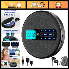 Portable CD Player with Dual Speakers, Rechargeable, Anti-Skip, USB/AUX, LCD Dis