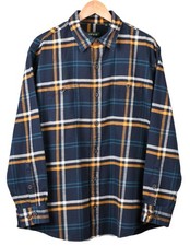 Orvis Blue Plaid Flannel Shirt Button Up Heavyweight Outdoor Size XL Classic