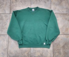 Vintage 90s Russell Athletic Men's Large Forest Green Blank Crewneck Sweatshirt