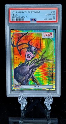 2023 UD MARVEL PLATINUM SEISMIC GOLD #31 HELA 1/10 ALPHA PSA 10  