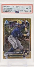 JESUS MADE 2025 BOWMAN CHROME 1ST MEGA BOX GOLD REFRACTOR /50 PSA 10🔥🔥💎💎