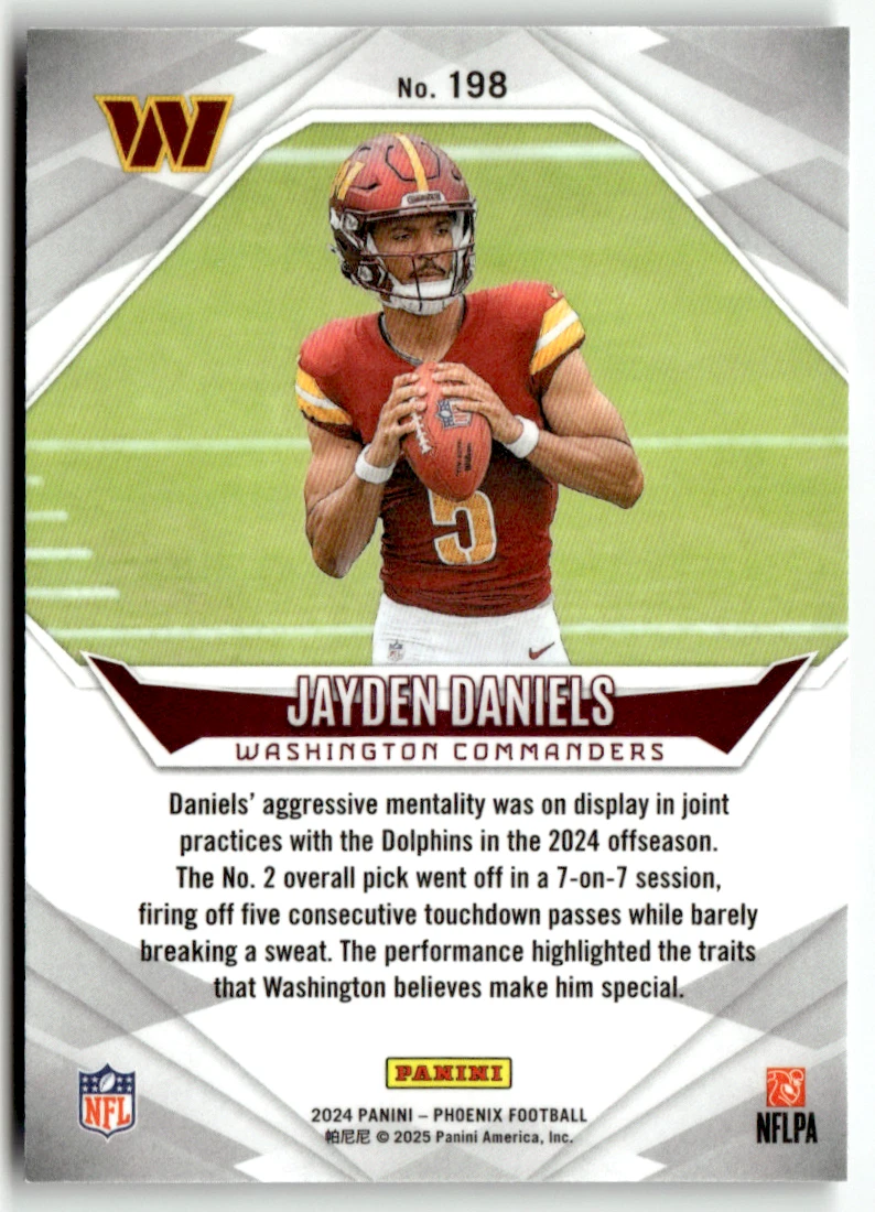 Panini Phoenix Football NFL No. 198 Jayden Daniels Rookie Base