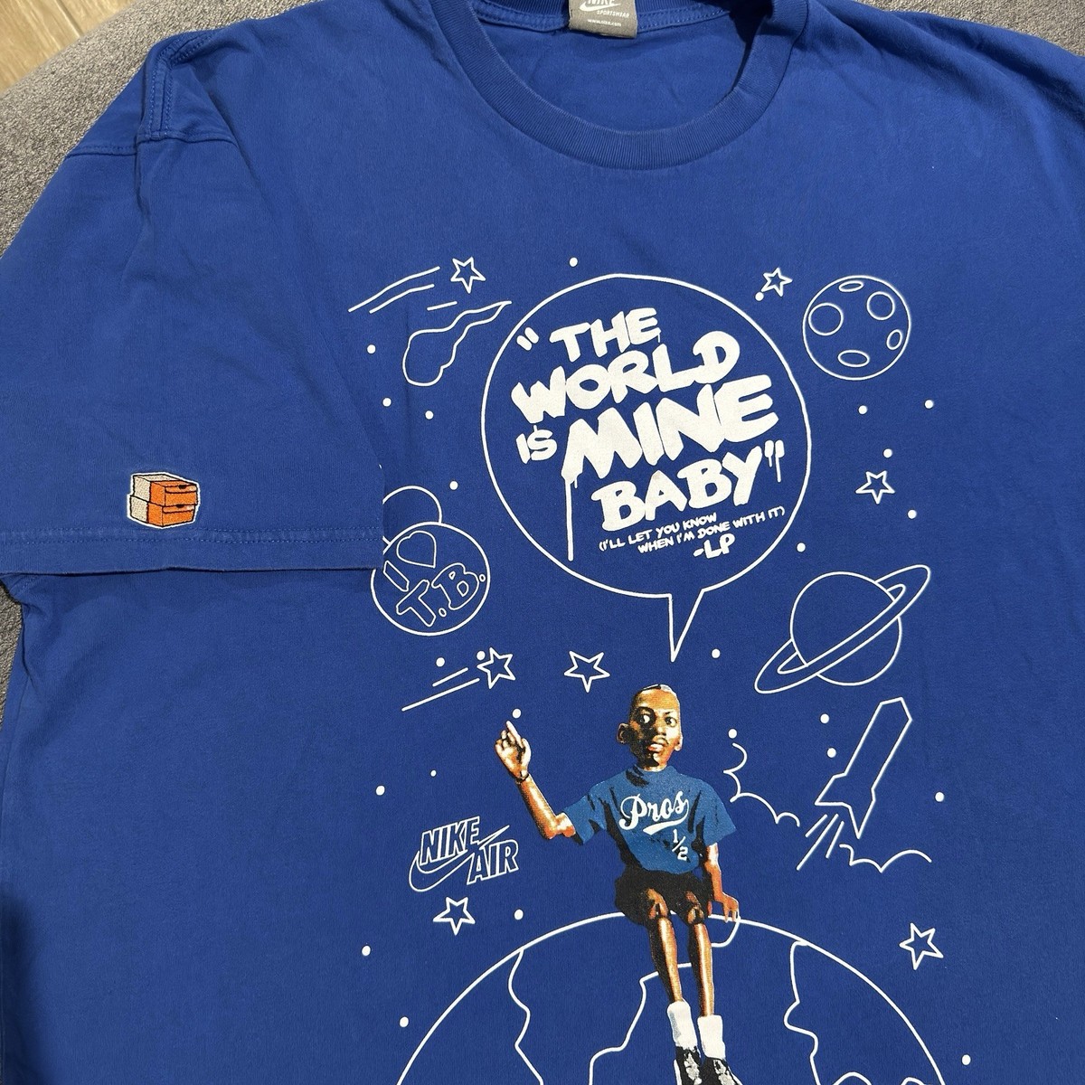 Nike Air Penny Shirt Royal foamposite lil penny world is mine Mens