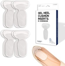 Heel Inserts for Women and Men, Reusable Silicone Gel Heel Pads for Shoes 4 Pair