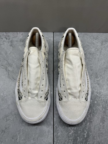Womens Size 9 Vans Old School Off The Wall Skull Canvas Beige Sneakers No Laces - Picture 5 of 8