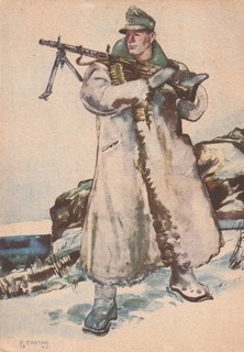 Cartolina da campo soldato 1943 cartolina d'artista firmata F.Trenk