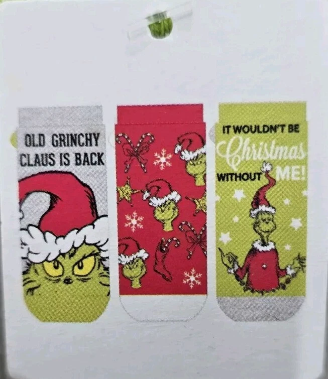 Paquete de 3 calcetines de corte bajo Christmas Grinch para mujer Primark novedad acogedor invierno Foto 3 de 3