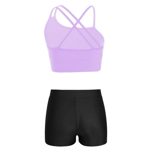 Niños Niñas Traje Gimnasia Conjunto 2 Piezas Trajes Pantalones Cortos Ropa de Baile Chándales Deportivos - Imagen 23 de 64