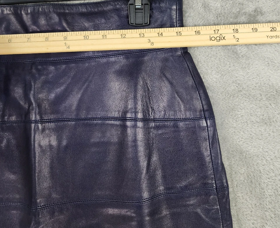 Falda Claude Montana Mujer 44 Azul Marino Cuero Cordero De Colección Hecha en Francia Foto 4 de 4