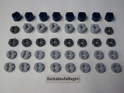 40 Lego 2x2 ROUND BRICKS AND PLATES Dk Blue Lt Bluish Gray Bulk  Parts/Pieces Lot