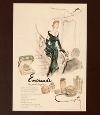Coty Emeraude Advertisement 1947 Beauty Perfume Powder Artwork Vtg Print AD