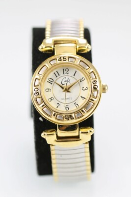 Cache Women Watch Stainless Steel Silver Gold Stretch Water Re Batt ...