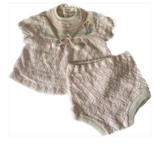 Vintage Baby Clothes Soft Spun Pink Sweater Knit Top and Short 6-12 Months