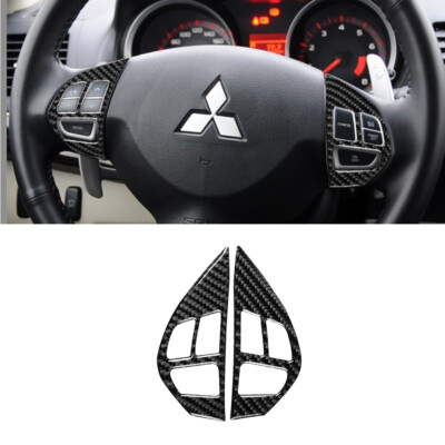 Carbon Fiber Steering Wheel Button Cover Trim For Mitsubishi Lancer Evo 2008-15