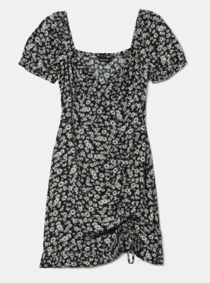 Tally Weijl Damen Chiffon Kleid schwarz geblümt Gr. XS