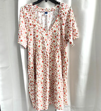 Old Navy Women Dress Medium Floral Orange Tiered Boho Cottagecore Western 18235x