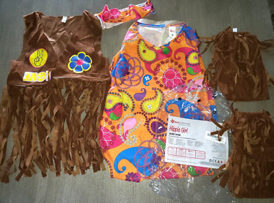 girl NEW NIP HALLOWEEN COSTUME HIPPIE size XL PEACE SIGN FRINGES VEST