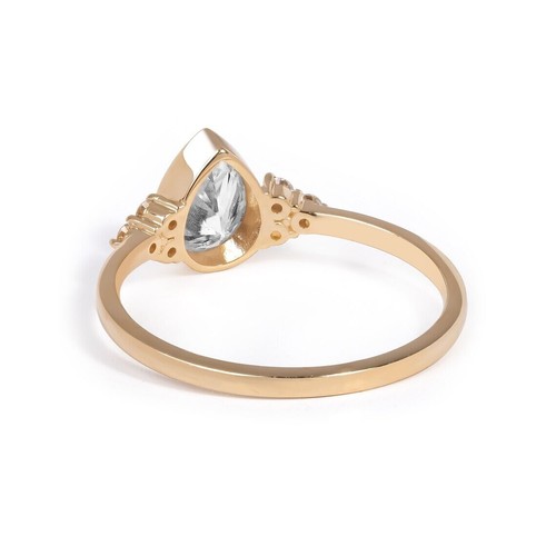 Pear Cut Diamond Solitaire Engagement Wedding Ring 14K Yellow Gold Finish - Picture 3 of 6