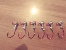 50-Jigheads With Collar On #4 Red Sickle Hook