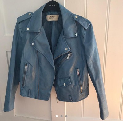 blue faux leather jacket