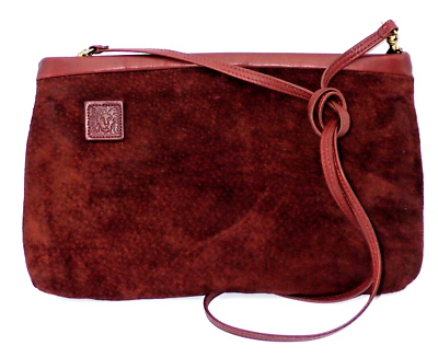 Anne Klein Leather Handbag Clutch Burgandy Convertible Crossbody
