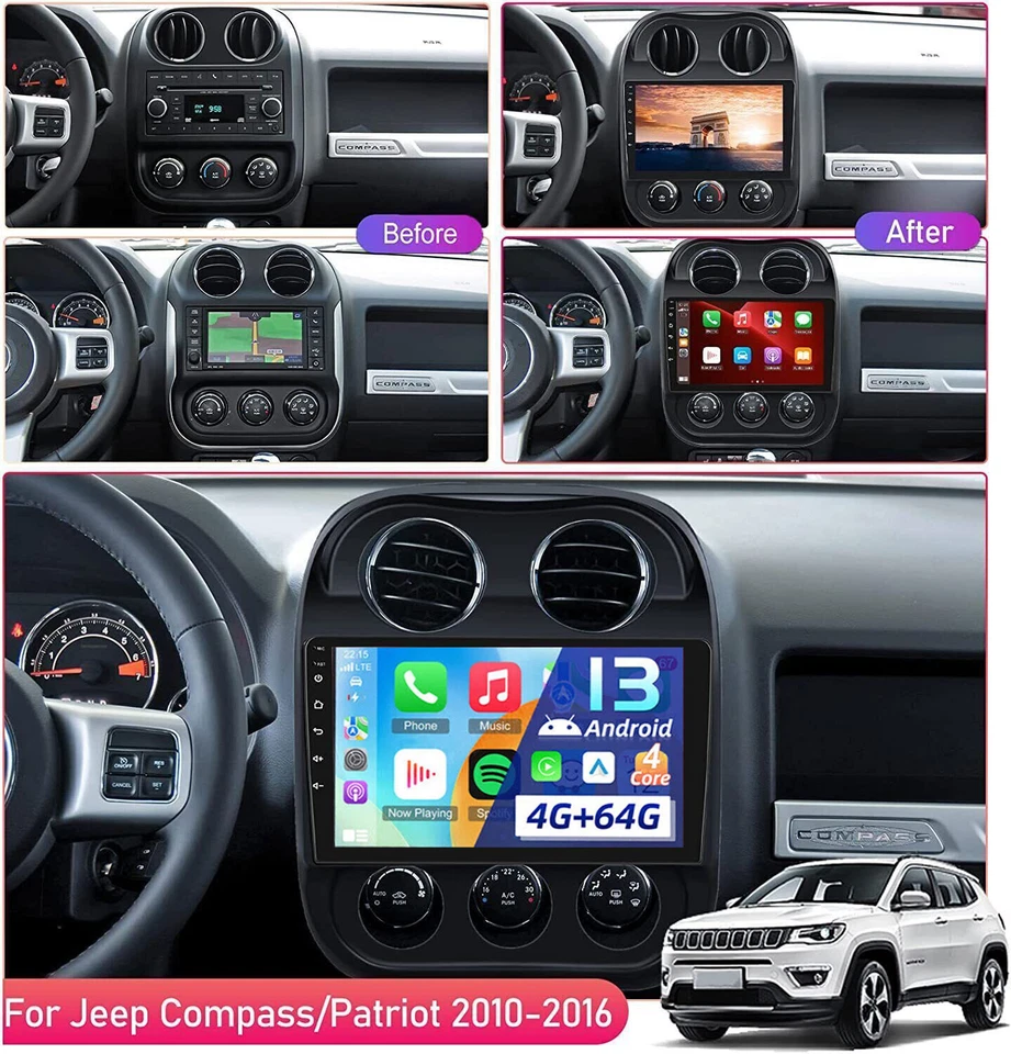 Jeep Compass Patriot 2010-2016 CarPlay Stereo with 8+128GB Android 13 Head Unit - image 4 of 4