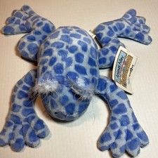 Toys R Us Frog Plush 12" Blue Spotted Toad Stuffed Toy Animal Alley