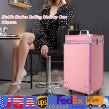 Nail Desk Mobile Station Rolling Makeup Train Case Manicure Table With Speaker