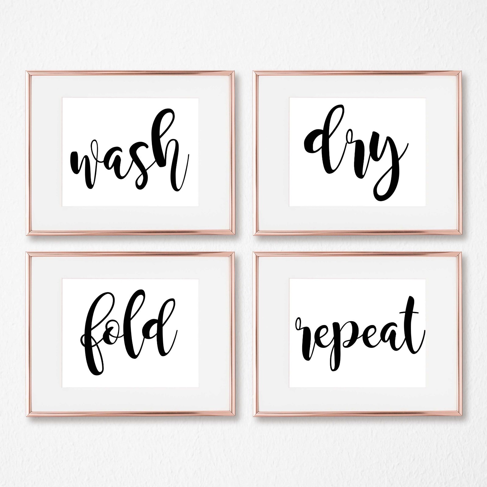 Set of 4 A4 Laundry Room Prints Wash Dry Fold Repeat, Laundry Wall ...