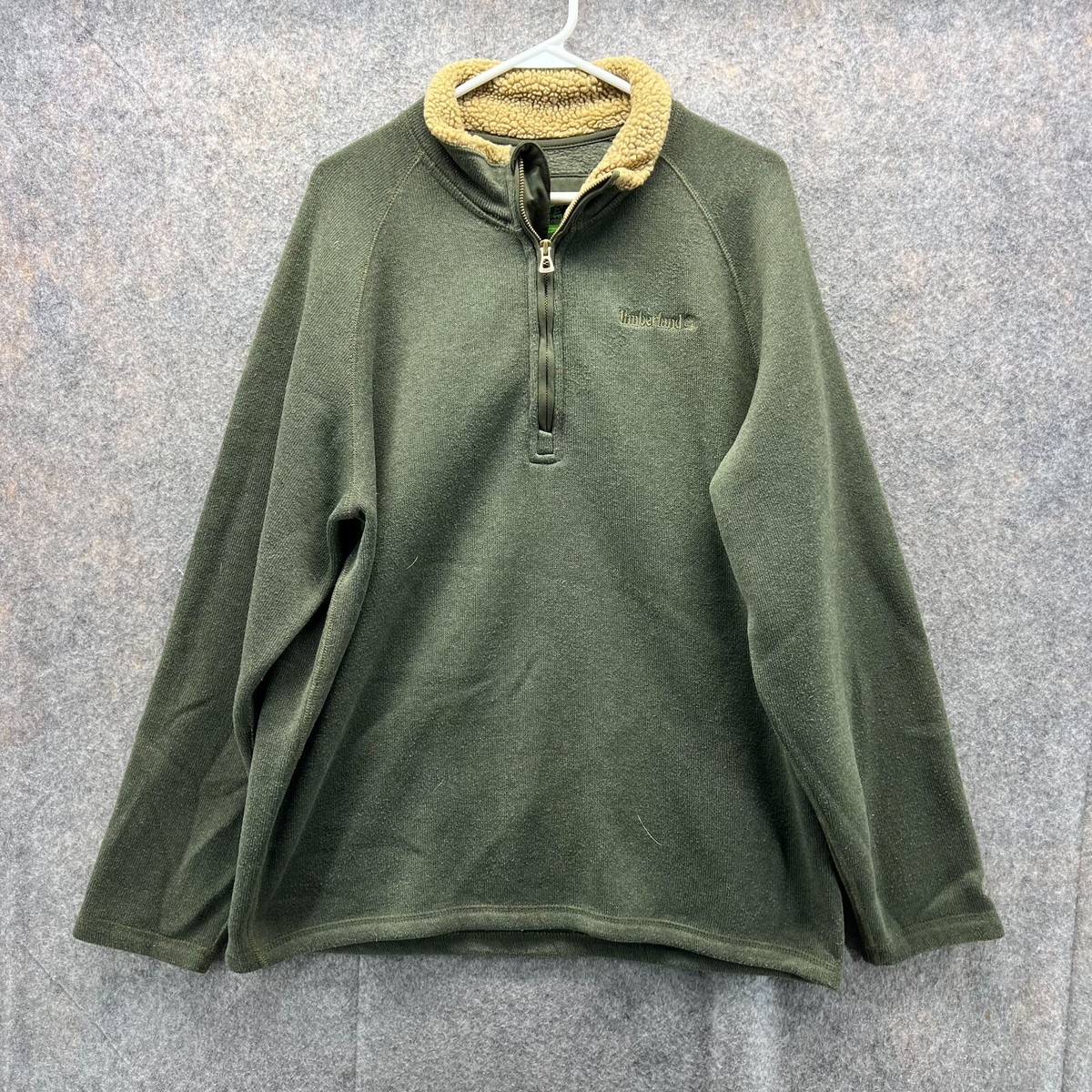 Timberland Jacket Men XL Olive Green Pullover Half Zip Fleece