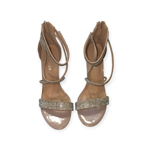 Top Moda Sandals Taupe Rhinestone Women's Size 7 - Picture 4 of 8