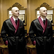 Black Men's Smoking Jackets Dinner Prom Party Robe with Belt Evening Blazers