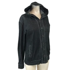 MICHEL KLEIN - MEN'S 48 - BLACK LONG SLEEVE BUTTON UP HOODED JACKET