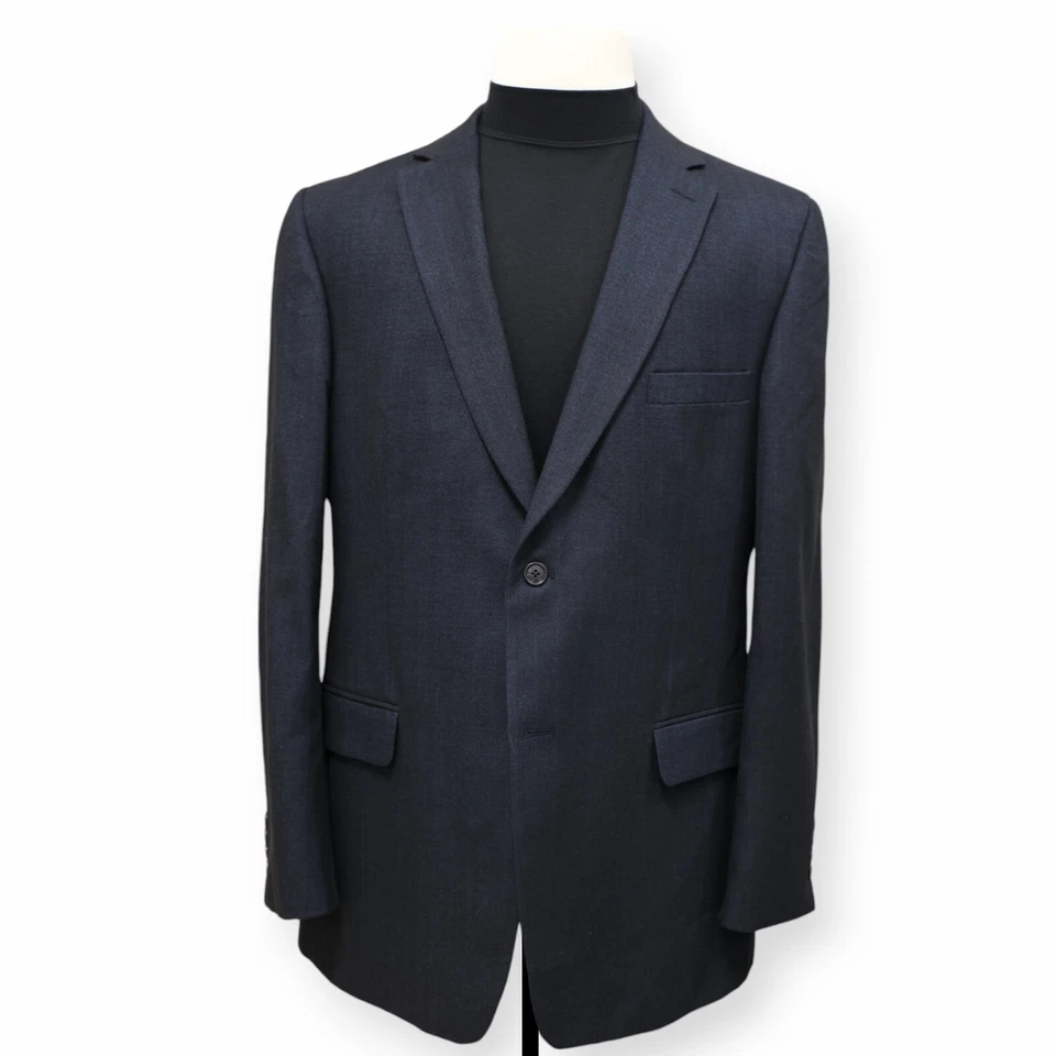 CLUB ROOM Hombre Azul Negro ESPIGA Abrigo Deportivo Traje Chaqueta Blazer 44 L Foto 2 de 4