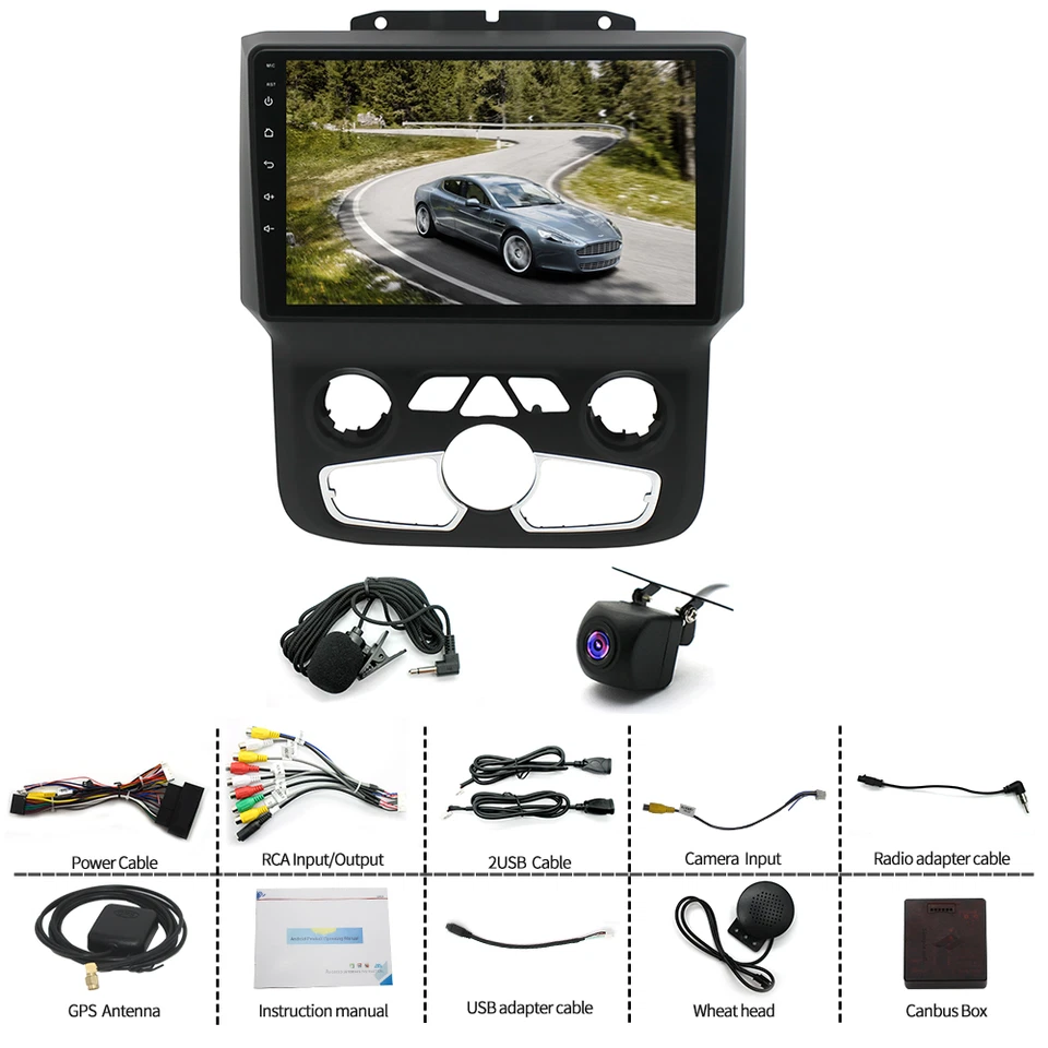 Car Radio Stereo Auto AC for Dodge Ram 2013-2019 1500 2500 3500 Carplay/Android - Image 3 of 4