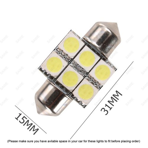 10 x Red 31MM 5050 6SMD Dome Map Interior LED Light Bulbs DE3175 DE3022 + TOOL - Picture 3 of 6
