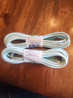 Lot Of 2 Wireless Gear 6Ft  USB to Micro Braided Fabric Charging Cable - Green