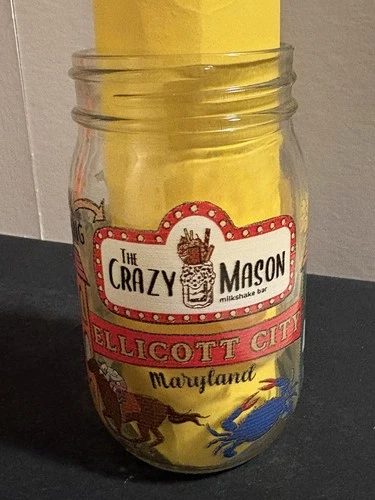 Collectible CRAZY MASON MILKSHAKE BAR JAR GLASS Ellicott City  Maryland