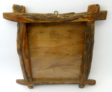 Vintage Custom Handmade Rough Wood Timber Picture Frame Unusual Hanging Art