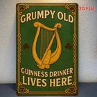 Tin Metal Signs Home Décor Vintage Irish-Themed "Grumpy Old Guinness Drinker Liv