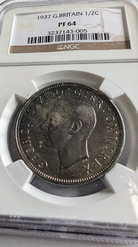 Great Britain UK 1937 HalfCrown 1/2 Crown Silver Proof Coin NGC PF64 George VI