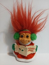 Vintage Russ Troll Doll Christmas Caroler 4" inch figure red hair w outfit